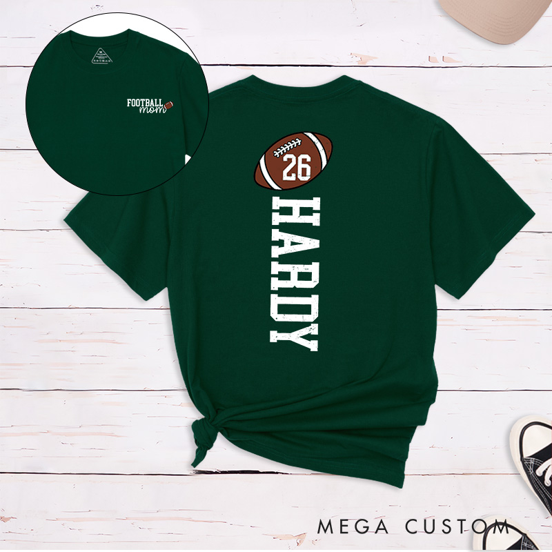 Personalized American Football Mom T-Shirts with Custom Names and Favorite Numbers