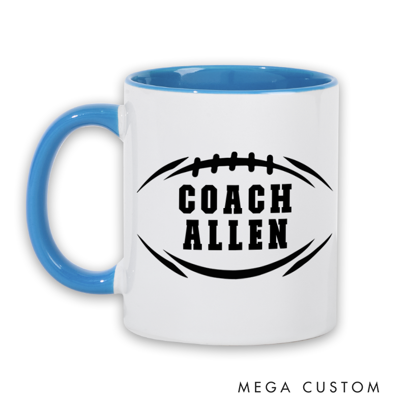 Personalized American Football and Rugby Coach Mug with Custom Name
