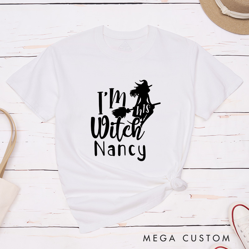 Personalized Halloween Ghost and Witch Matching Classic T-Shirt for Couple Funny Halloween Mr and Mrs Matching T-Shirt