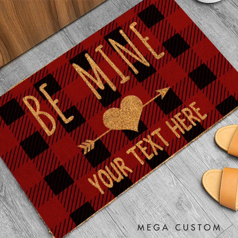 Personalized Checkered Flag Doormat Custom Text  Be Mine Entry Rug Welcome Mat Gifts