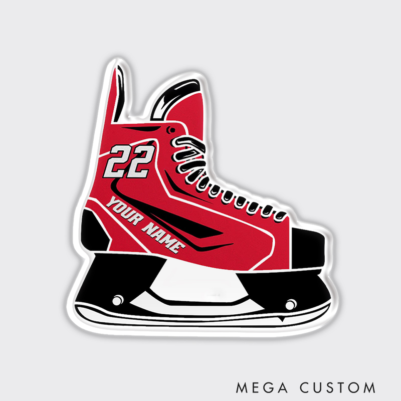 Personalized Ice Hockey Skate Fridge Magnet with Your Name and Number