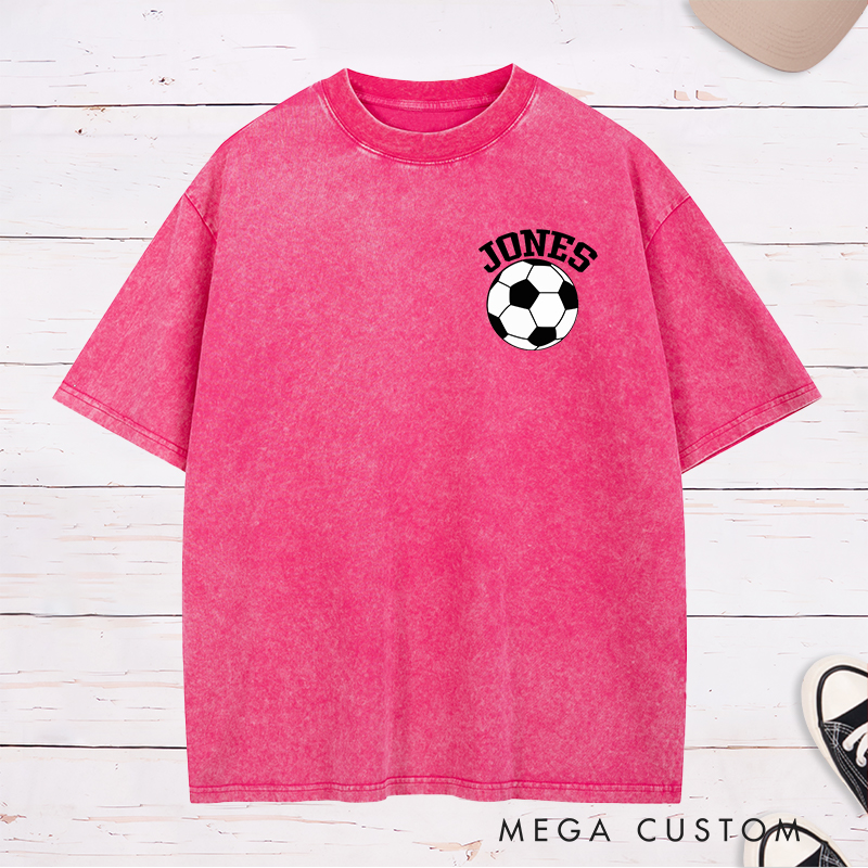 Personalized Classic Soccer Ball Washed T-Shirt with Custom Name