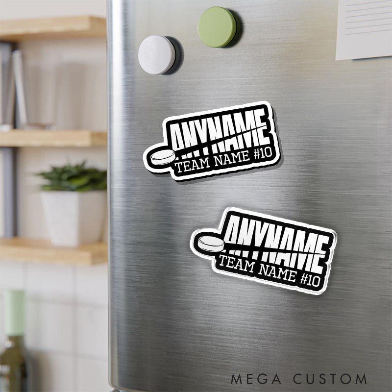 Personalized Hockey Fridge Magnet with Custom Name, Team, and Number