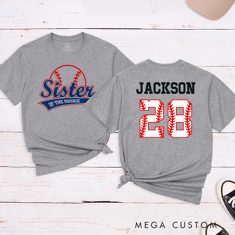 Personalized Baseball Name and Number T-Shirt for Sister