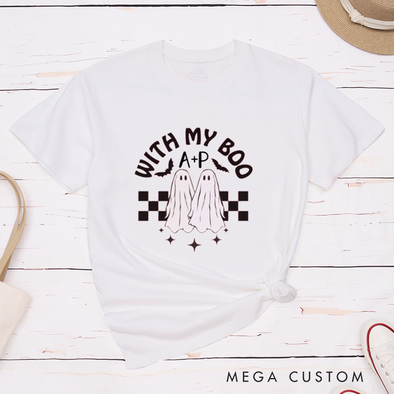 Personalized Halloween with My Boo Couple Matching T-Shirt Halloween Couple Classic Matching Shirt