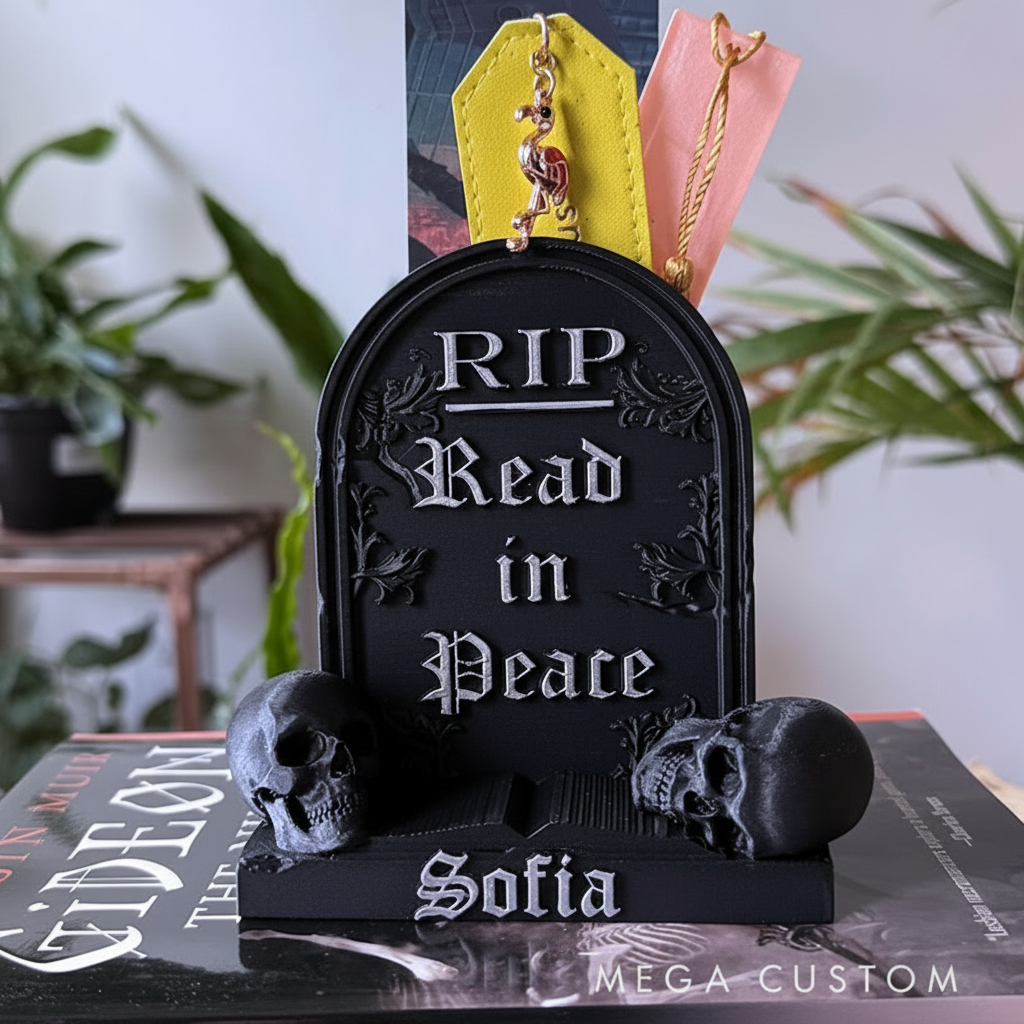 Spooky Gravestone Bookmark Holder Gothic Bookshelf Decor Halloween Decor Bookish Horror Trinkets Unique Bookmark Container Organizer