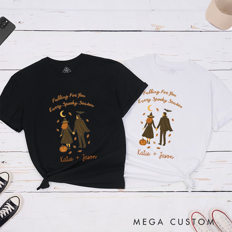 Personalized Falling For You Every Spooky Season Couple Halloween Matching T-Shirt