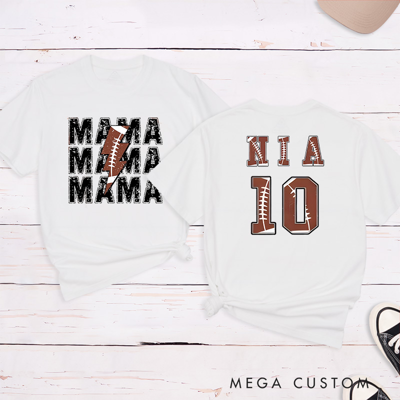 Personalized American Football and Rugby Mama T-Shirts with Custom Name and Number-The Perfect Gift for Mom or Grandma