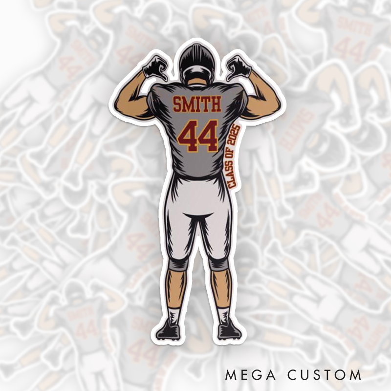 Personalized Football American Football Sticker with Custom Player Name, Nmuber and Years