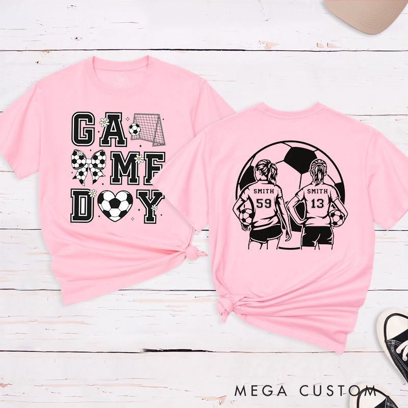 Personalized Game Day Soccer T-Shirt with Custom Name and Number Design