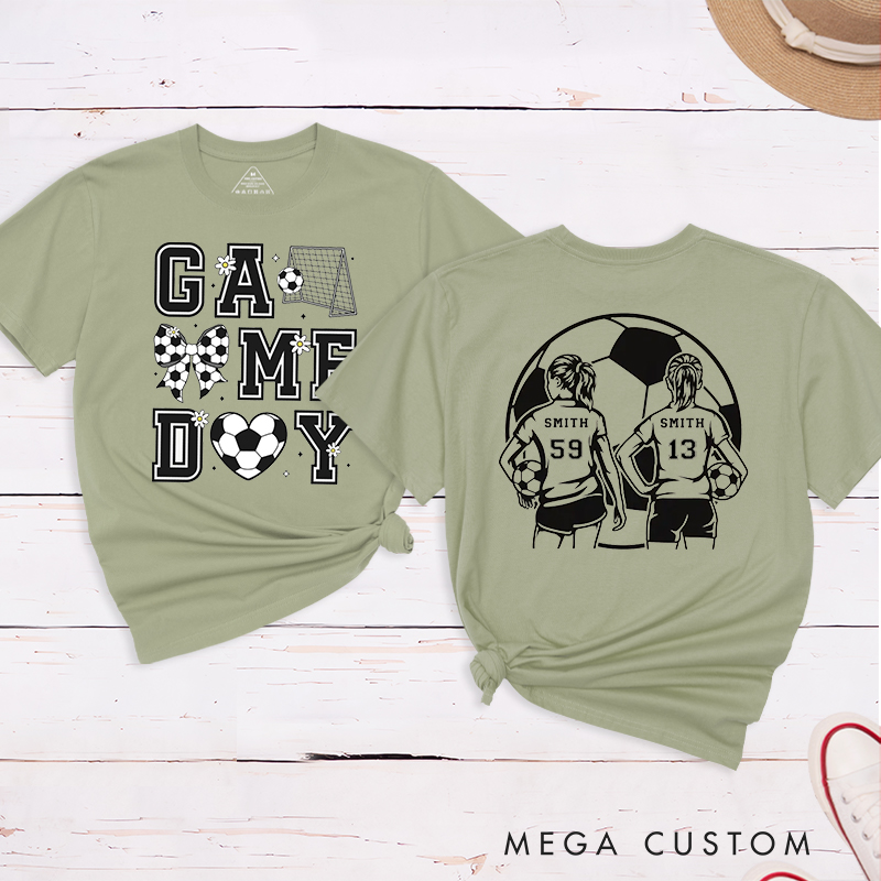 Personalized Game Day Soccer T-Shirt with Custom Name and Number Design