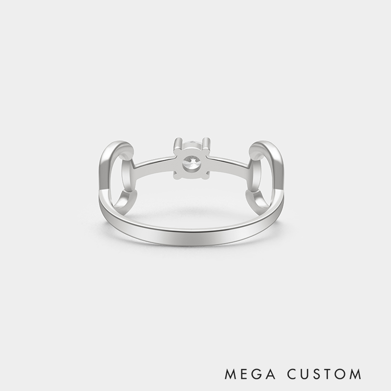 Personalized Sterling Silver Bit Ring – Custom Name and Birthstone Equestrian-Inspired Jewelry 925 Sterling Silver Gifts for Her