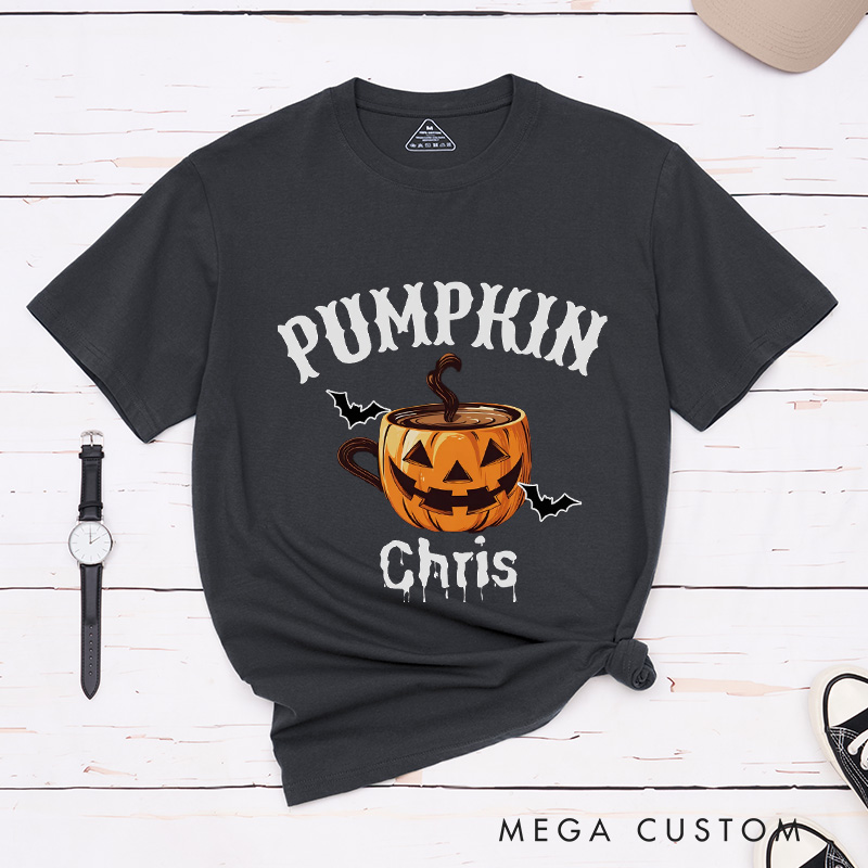 Personalized Pumpkin Coffee Mug Couple Halloween Matching T-Shirt Funny Matching Halloween Shirt Gift For Him and Her 