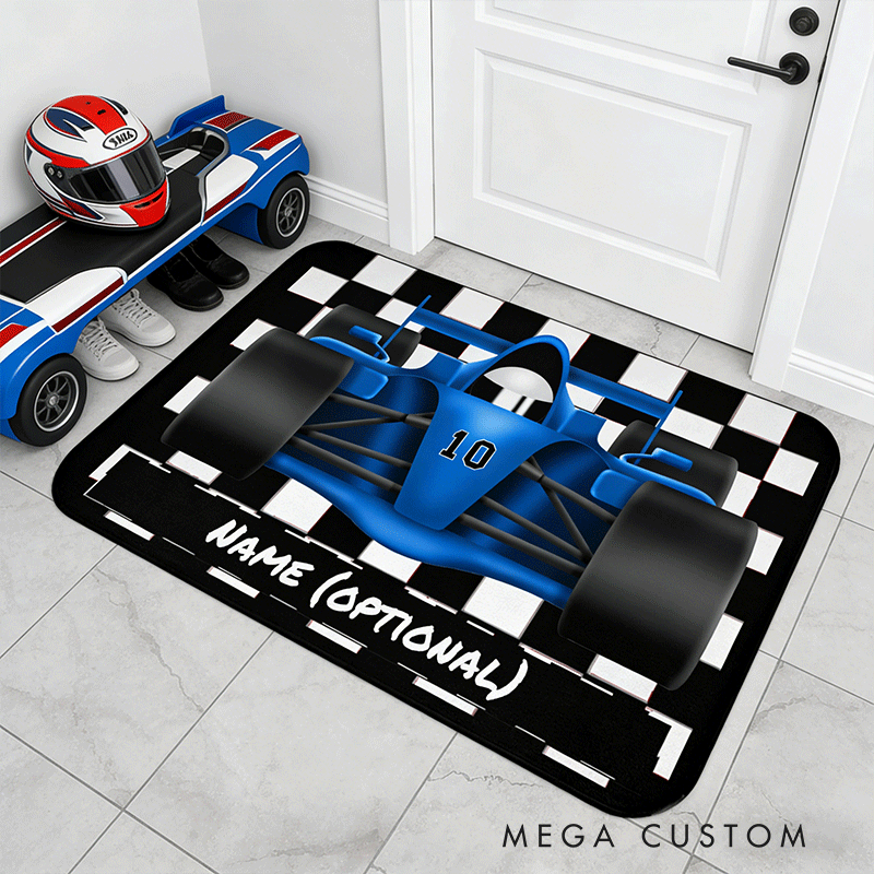 Personalized Racing Car Diatomite Mat Custom Name Mat Gift for Racers and Racing Lovers