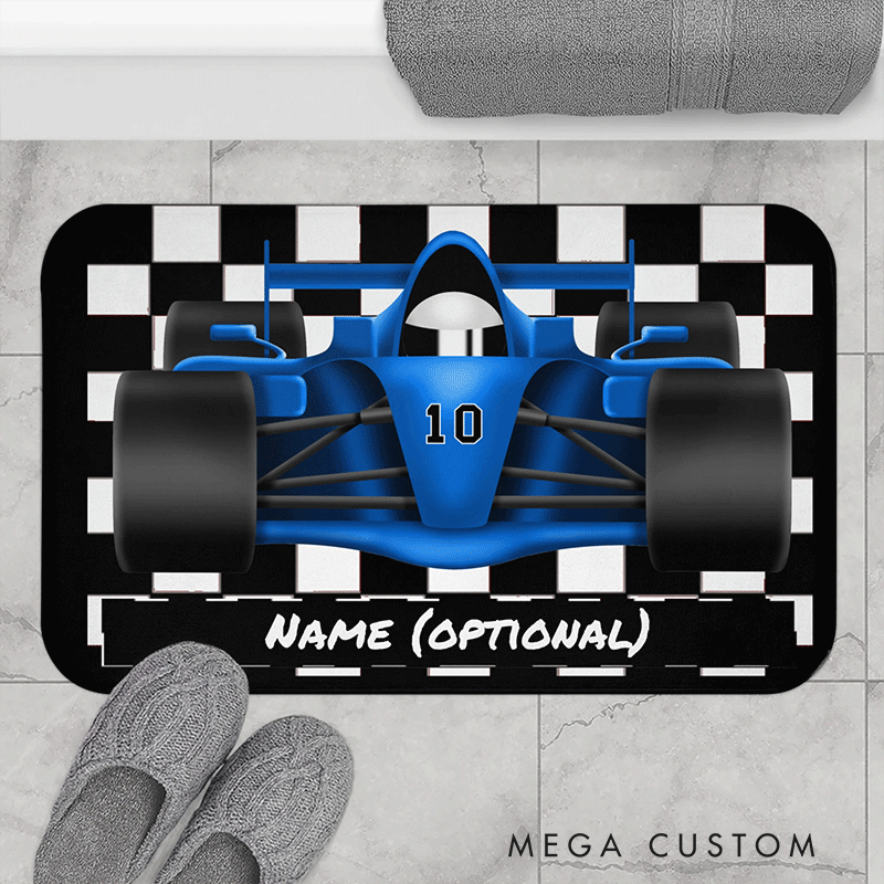 Personalized Racing Car Diatomite Mat Custom Name Mat Gift for Racers and Racing Lovers