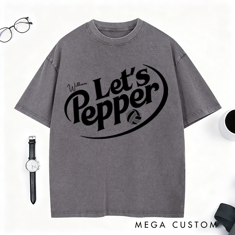 Personalized Volleyball Washed T-Shirt with Custom Name and Design