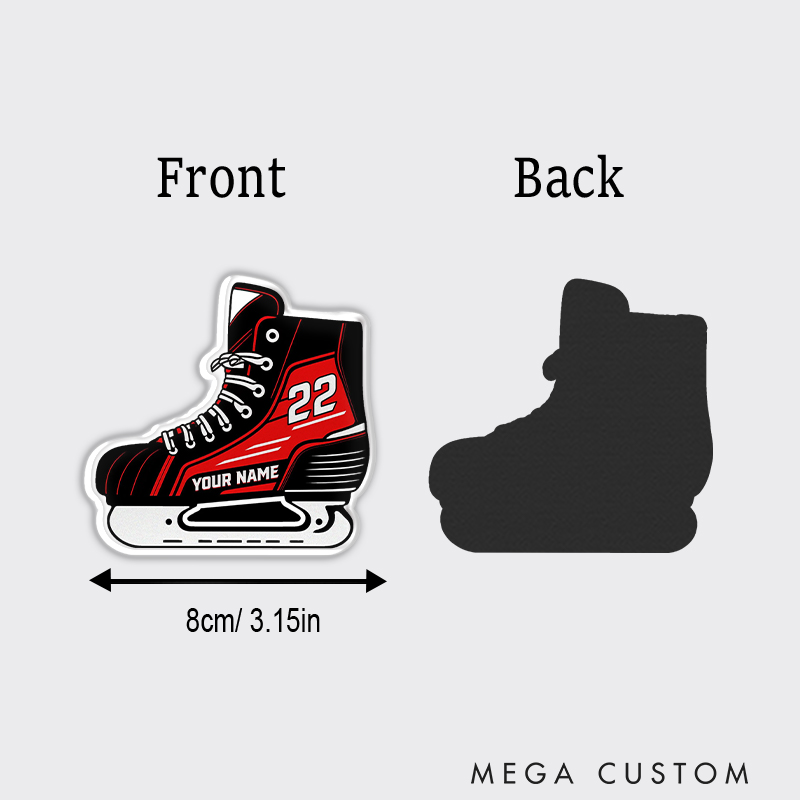 Personalized Hockey Skate Fridge Magnet with Custom Name and Number