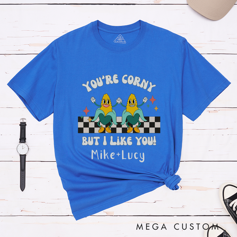 Personalized Funny I'am A-Maize-D by Your Charm and You're Corny But I Like You Couple Matching Shirt