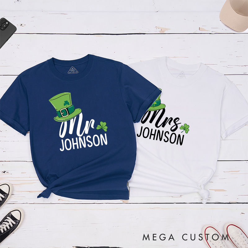 Personalized St. Patrick's Day Mr and Mrs Matching Classic T-Shirt 