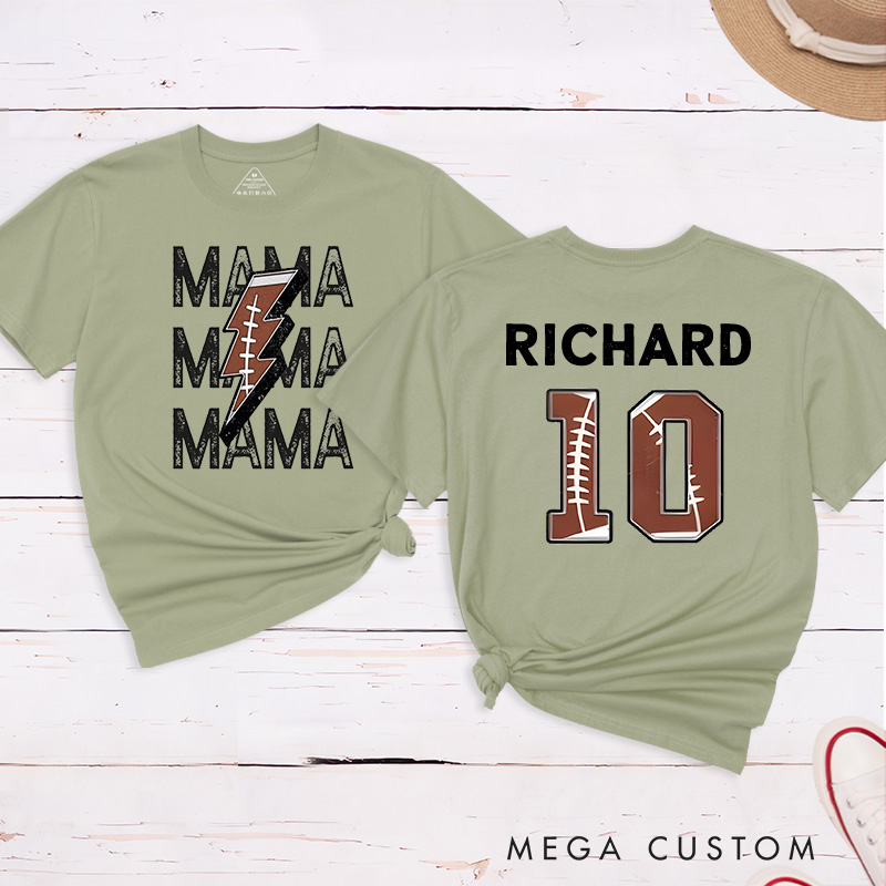 Personalized American Football and Rugby Mama T-Shirts Featuring Custom Your Name – Personalized for Game Day Pride