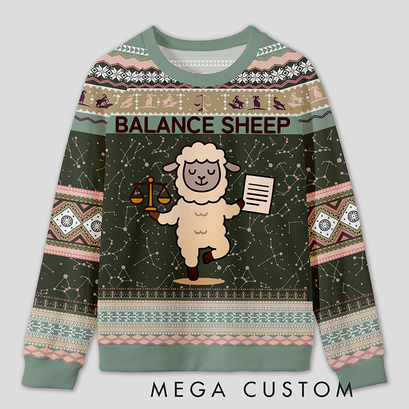 Personalized Enigmatic Sheep Humor Ugly Sweater Office Holiday Party Gift for Accountants
