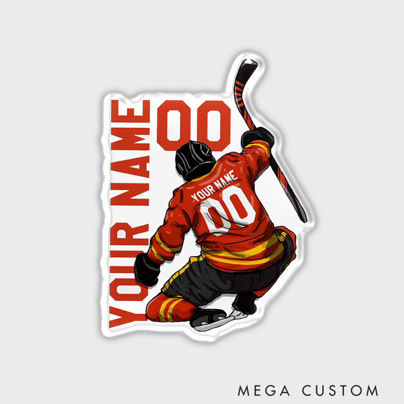 Personalized Hockey Celebration Fridge Magnet with Custom Name and Number