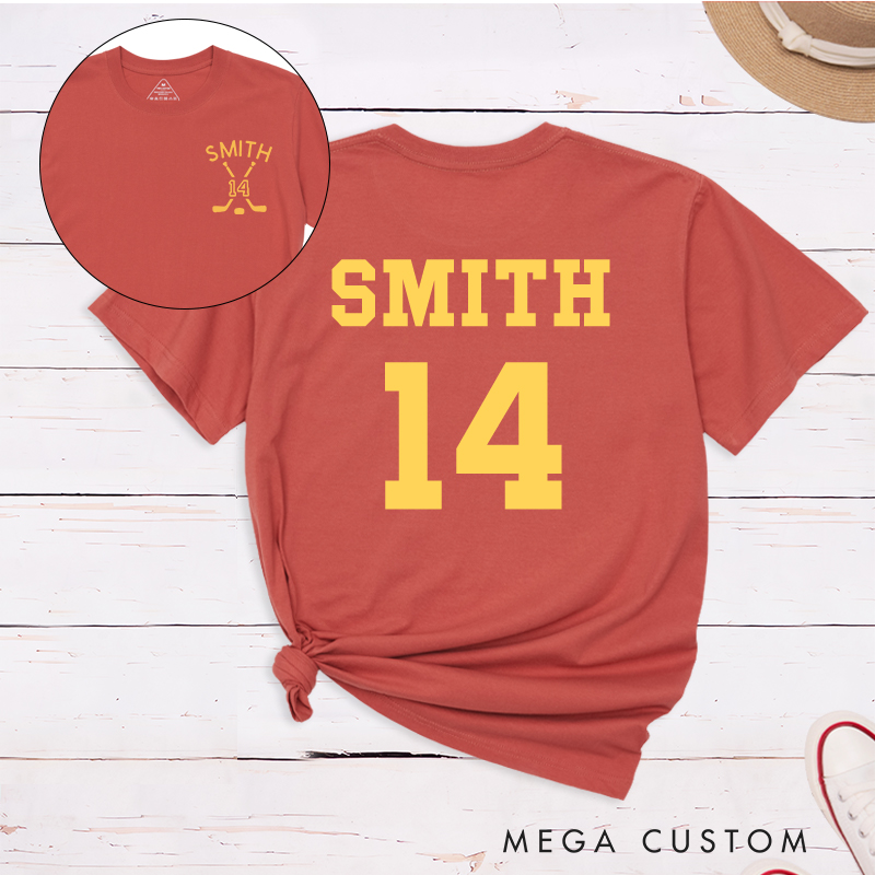 Personalized Ice Hockey T-Shirt With Custom Name and Number