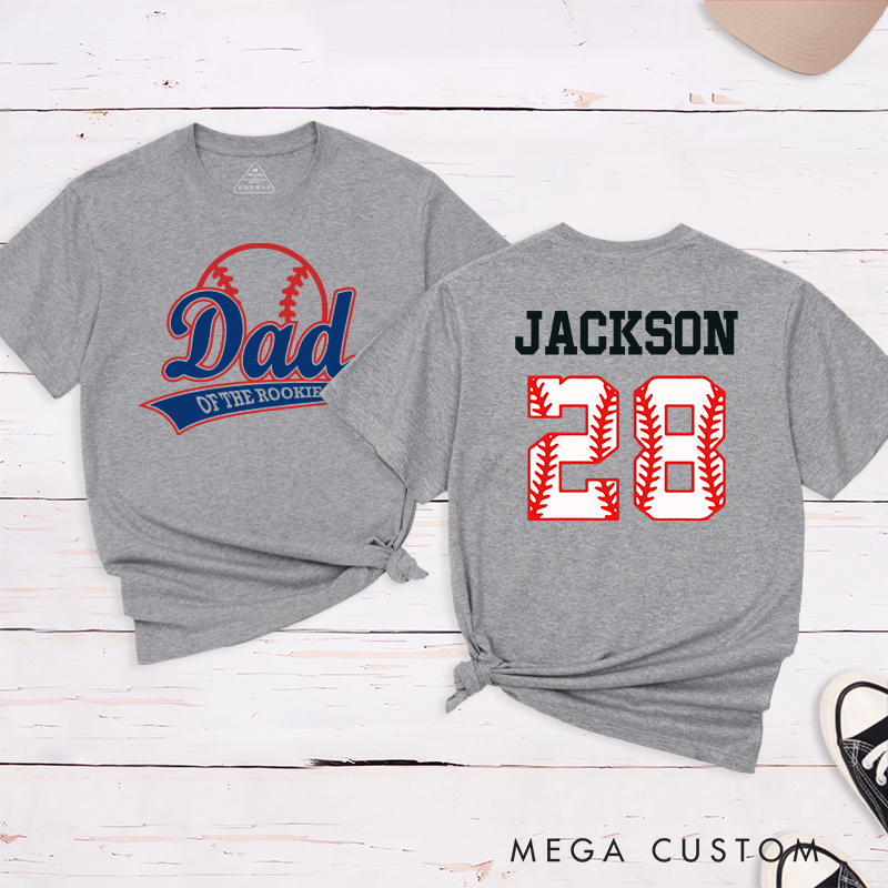 Personalized Baseball Name and Number T-Shirt for Dad