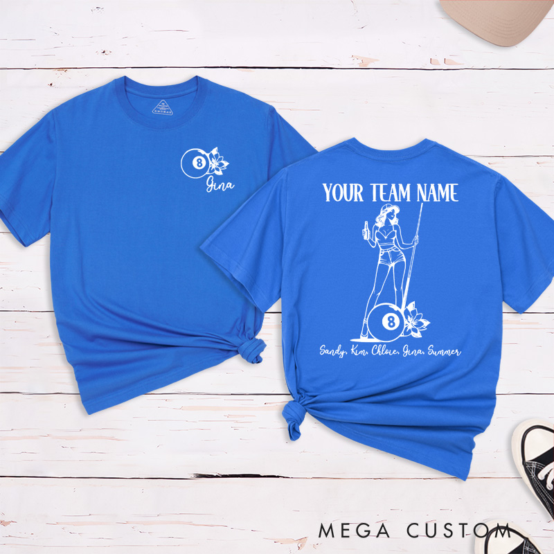 Personalized Pool Team T-Shirts with Custom Your Name - Eight Ball League Team Shirt