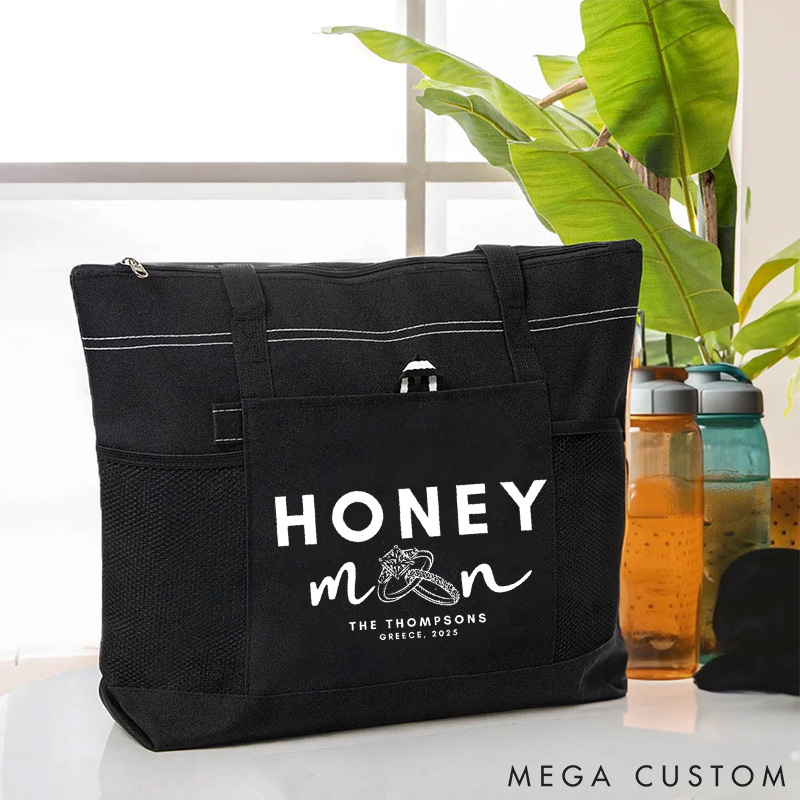 Personalized Honeymoon Tote Bag for Newlyweds