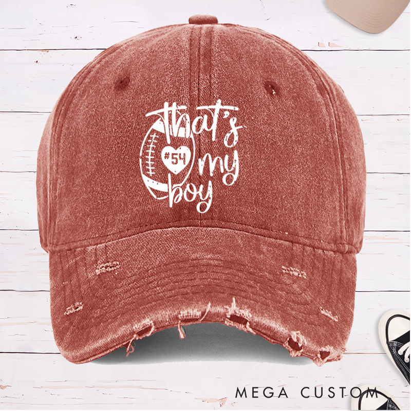 Personalized American Football Cap for "That's My Boy" with Custom Jersey Number