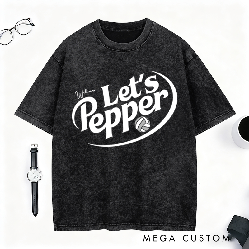 Personalized Volleyball Washed T-Shirt with Custom Name and Design