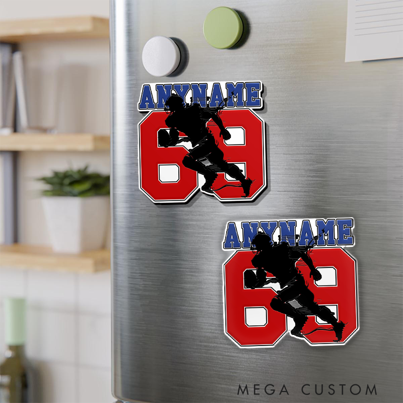 Personalized American Football Fridge Magnets with Custom Name and Number