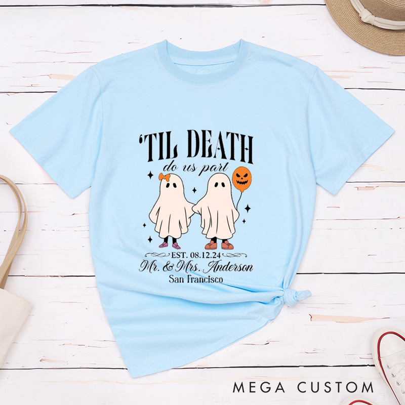 Personalized Couple Till Death Matching Halloween T-Shirt Ghost Halloween Couple Shirt