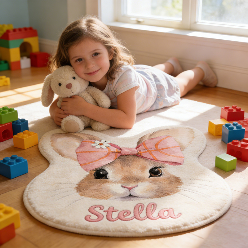 Personalized Bunny Sport-Theme Custom Name Cute Basketball Bow for Kids