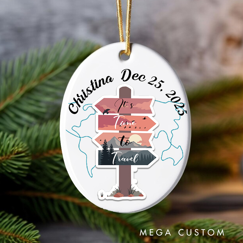 Personalized It Is Time to Travel Christmas Ornament Gift for Traveling Lovers Christmas Decoration