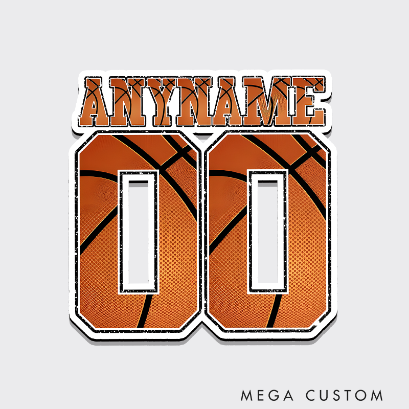 Personalized Basketball Refrigerator Magnet with Custom Name and Jersey Number in Bold Basketball Texture Design