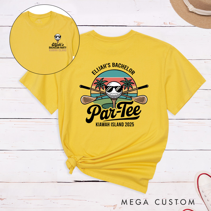 Personalized Golf Bachelor Party T-Shirt with Custom Name Location and Year Unique Gift for Golf Lovers