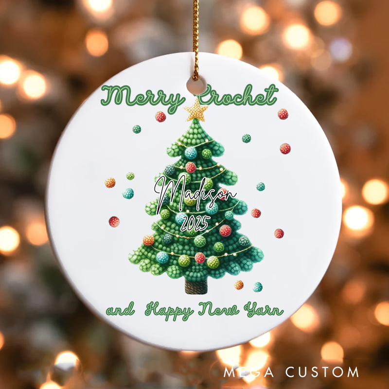 Personalized Merry Crochet and Happy New Yarn Christmas Ornament Gift for Crocheting Lovers Christmas Decoration