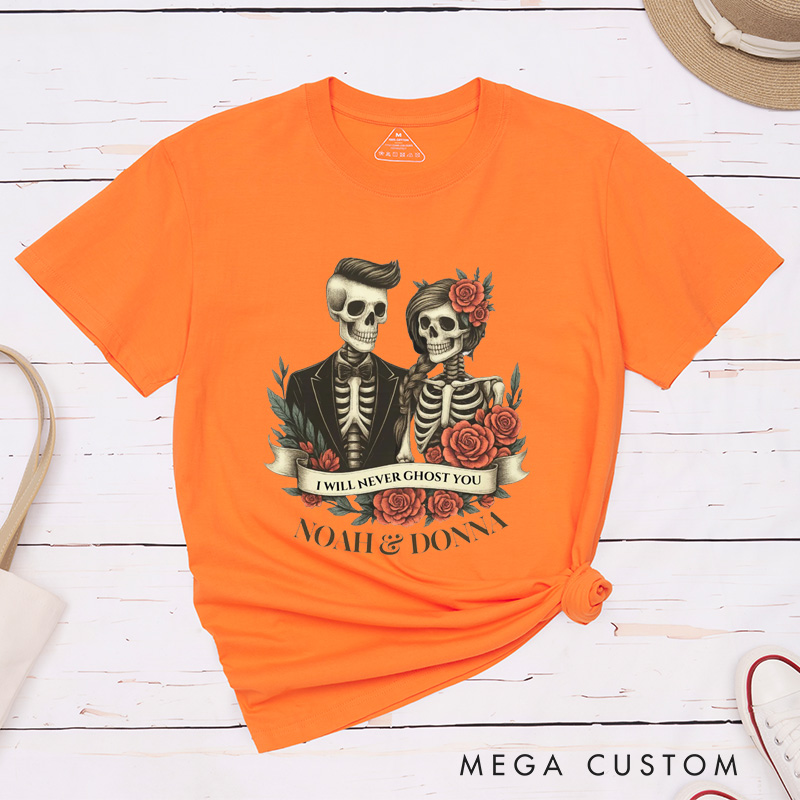Personalized Halloween Couple Matching T-Shirt Skeleton Couple Matching Shirt Halloween Skeleton Gift