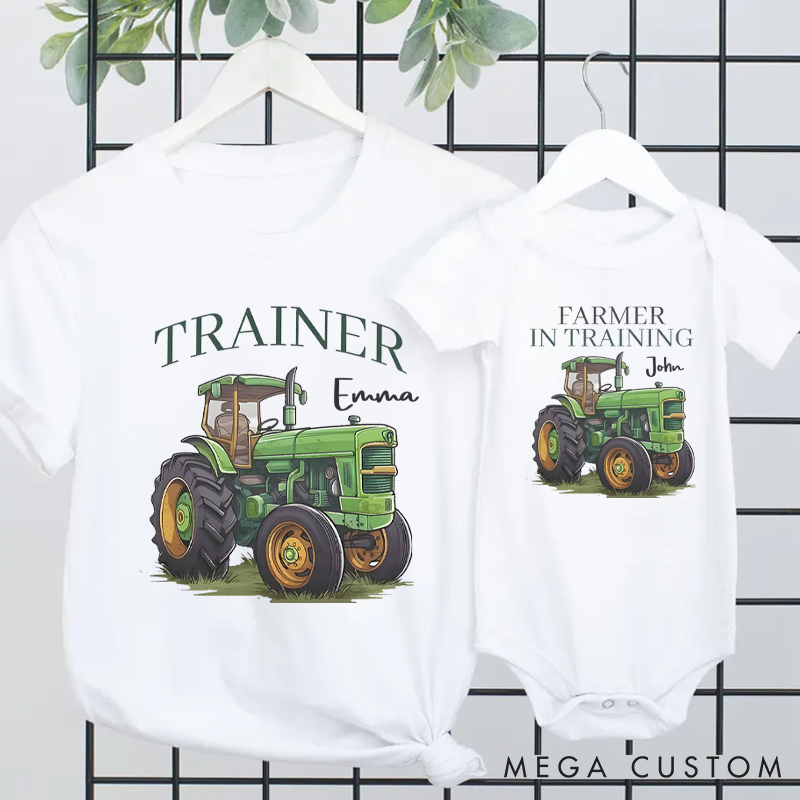 Personalized Farmer in Training and Trainer Designs Family Matching Outfit