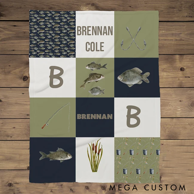 Personalized Gone Fishing Blanket Custom Name Blanket Little Boy Fishing Name Blanket Gift Idea Fishing Blanket Gift Idea Boy