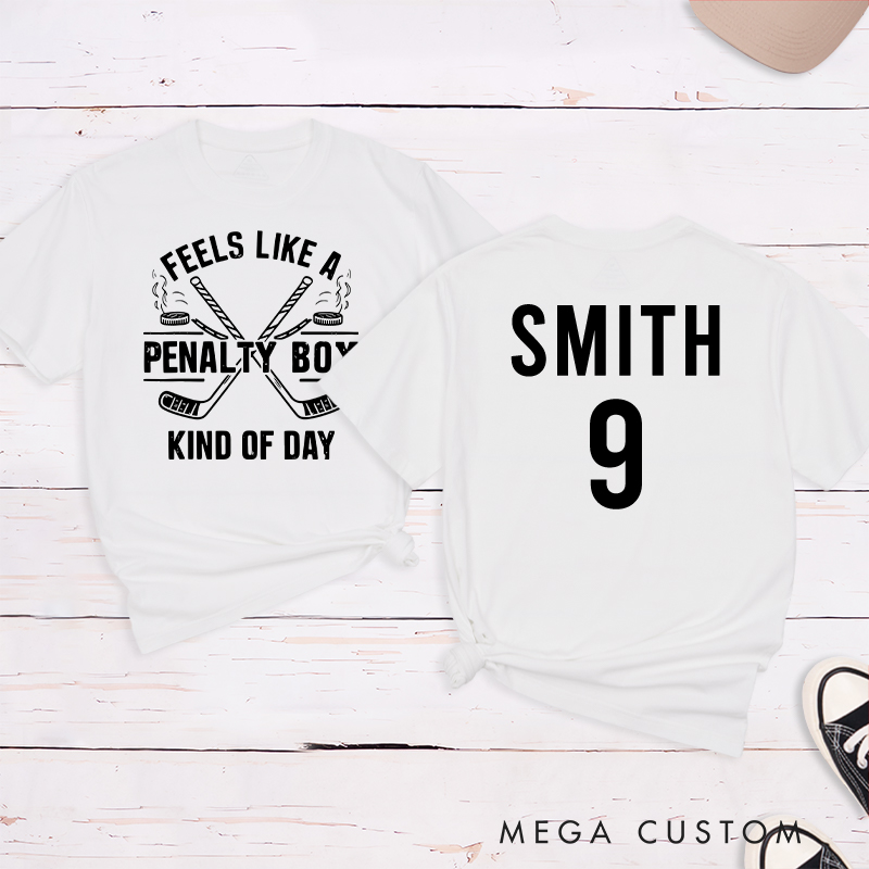 Personalized "Penalty Box Kind of Day" Hockey T-Shirt with Custom Name and Number