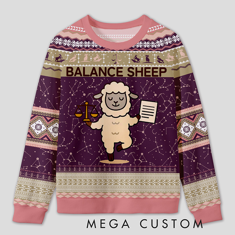 Personalized Enigmatic Sheep Humor Ugly Sweater Office Holiday Party Gift for Accountants