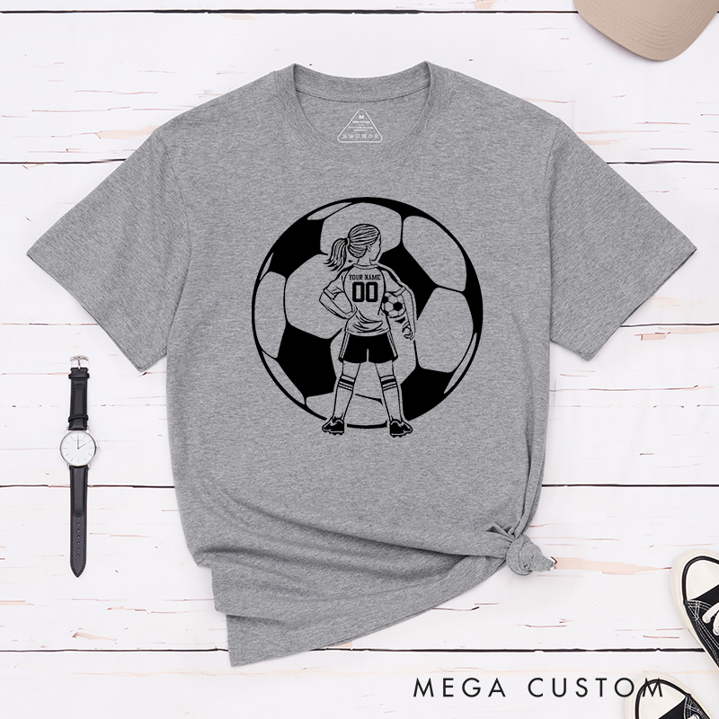 Personalized Soccer T-Shirt for Girls with Custom Name and Number