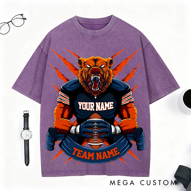 Personalized Fierce Bear Football T-Shirt Unleash Your Team Spirit in Style