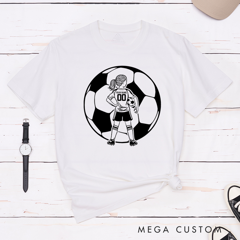 Personalized Soccer T-Shirt for Girls with Custom Name and Number