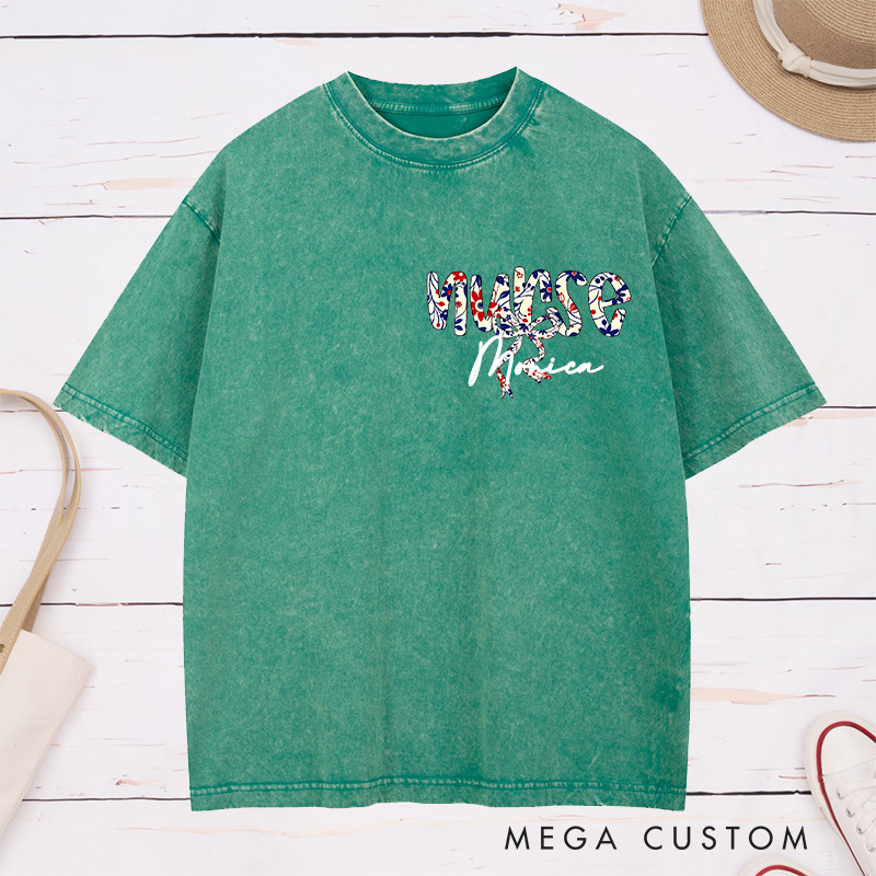 Personalized Nurse Washed T-Shirt Customized Floral Nurse Design Washed T-Shirt 