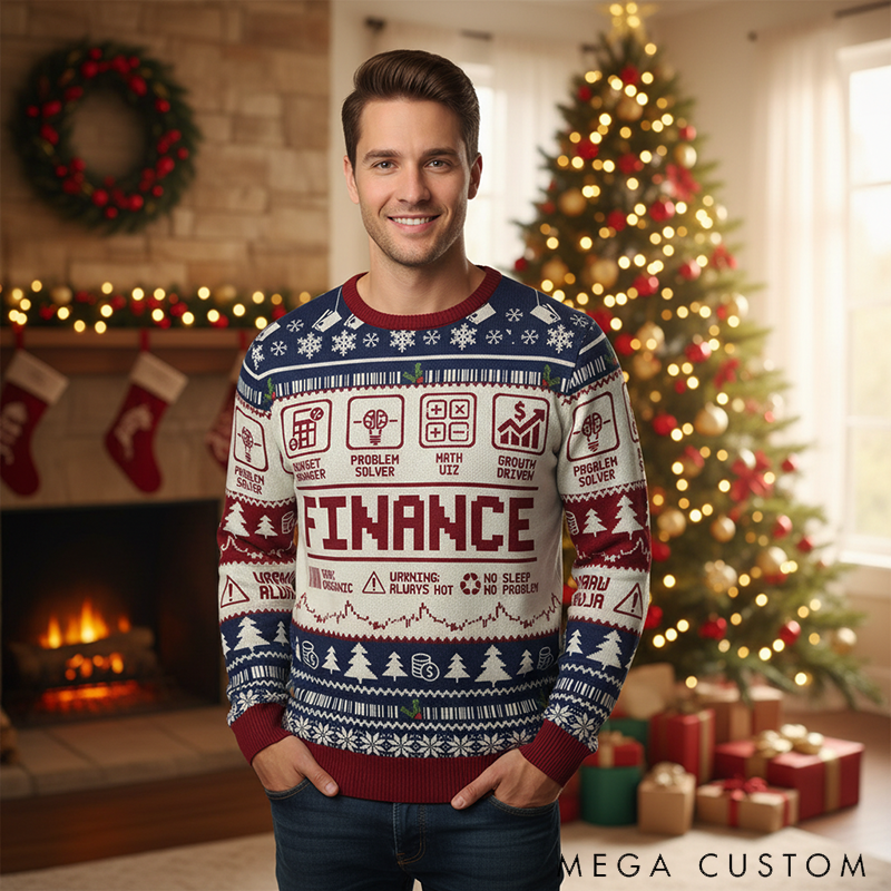 Personalized Funny Accounting Finance Ugly Christmas Sweater Gift for Accounting Finance Professionals