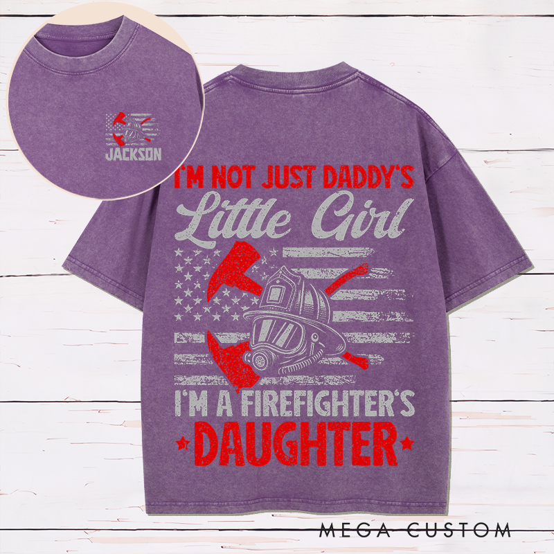 Personalized Firefighter Washed T-Shirt Firefighter's Daughter Gift for Firefighters Daughter